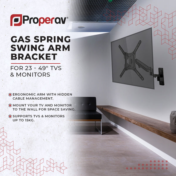 Gas Spring Swing Arm TV Wall Bracket 23'' 24" 28" 32" 37" 40" 42" 43" 46" 49" 55" VESA Max 400x400