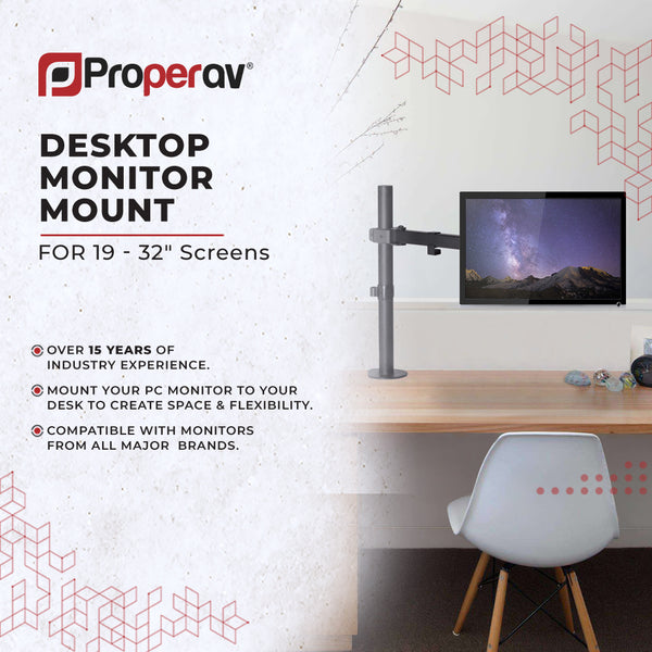 Desk Clamp Monitor Mount | Single 13"-32"