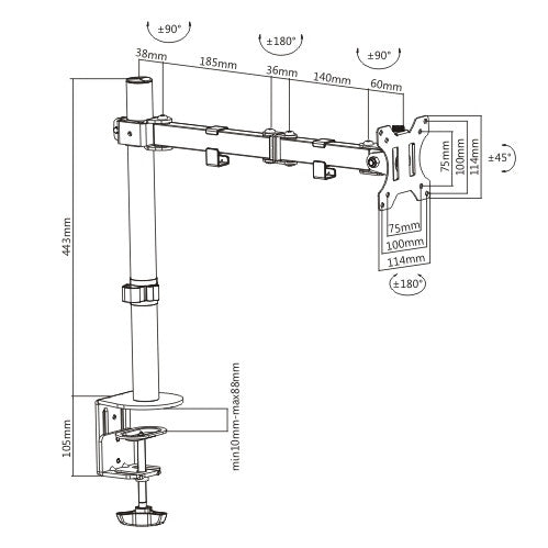 Desk Clamp Monitor Mount | Single 13"-32"